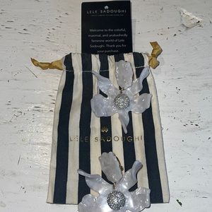 Lele Sadoughi mother of pearl crystal lily clip-on statement earrings